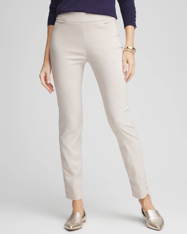 Brigitte Pull-On Slim Rivet Ankle Pants